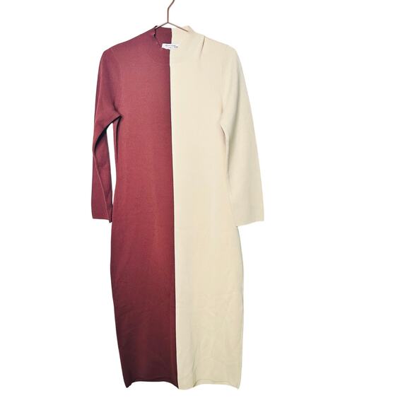 RONNY KOBO COLLECTIVE Brown White Colorblock Knit Sweater Dress Size XL - Picture 5 of 16